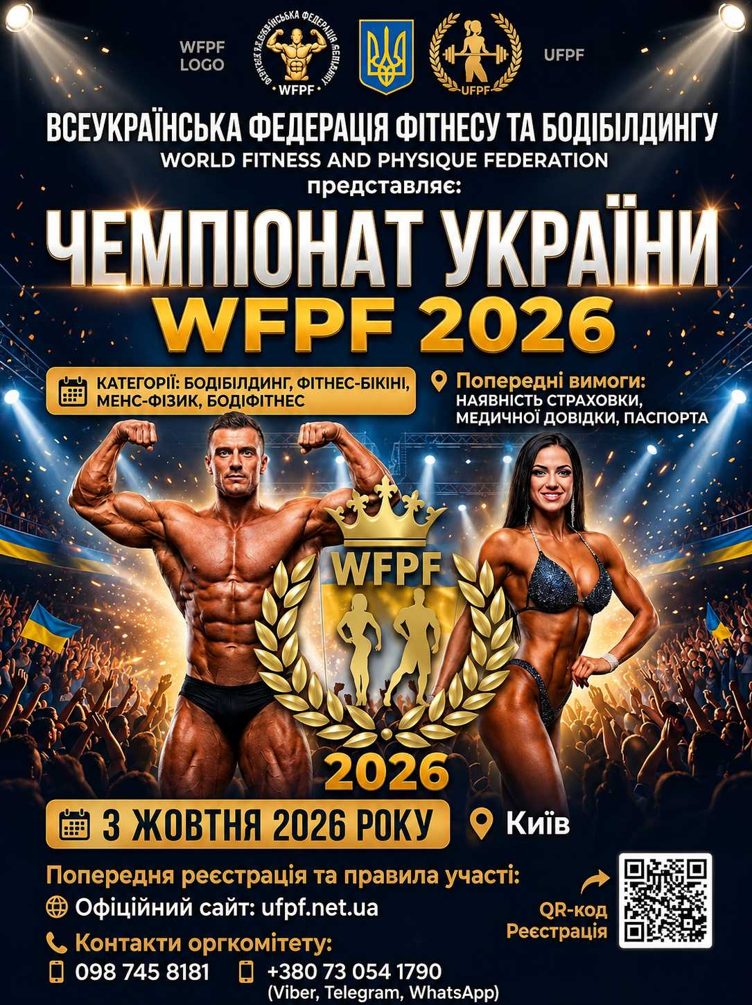 XII Чемпіонат України з бодібілдингу, фітнес бікіні та менс фізік WFPF 2026